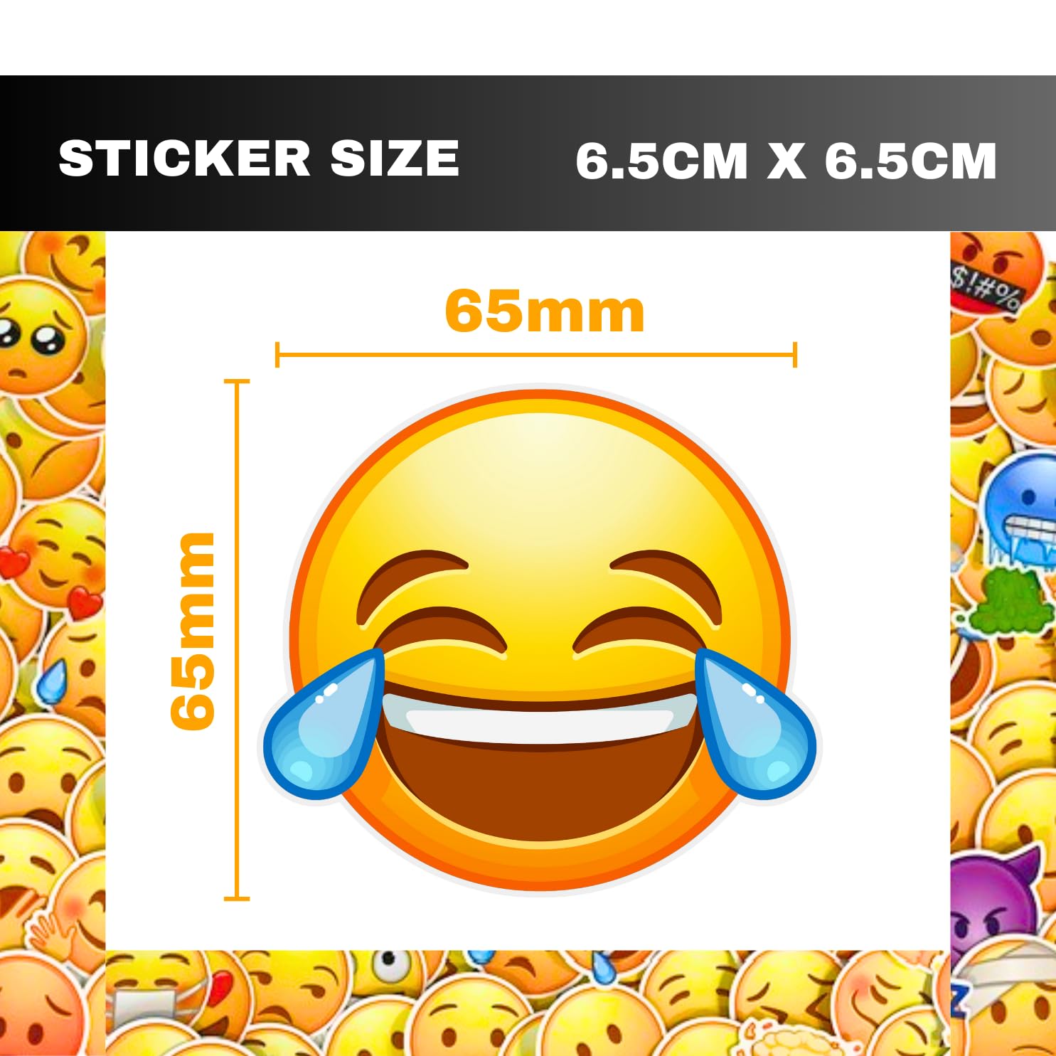 HNTR® Smiley Face Stickers, Classic Smiley, 6 to 8cm - Image 2