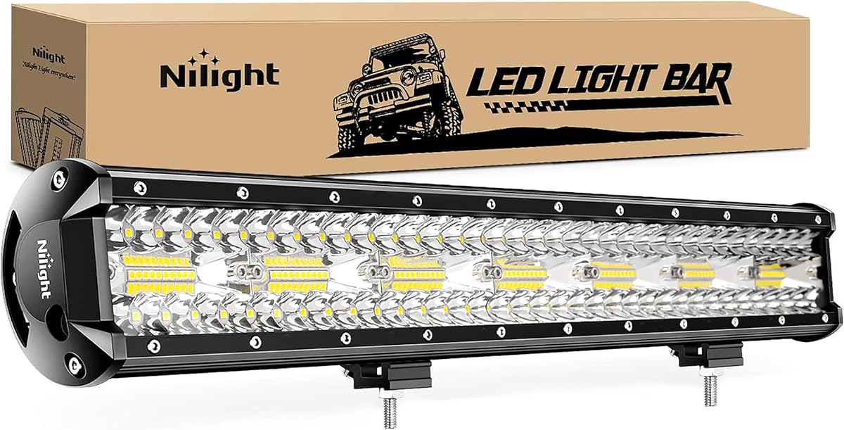 Nilight LED Light Bar 20Inch 420W Flood Spot Combo Triple Row Driving Lamp Roof Bumper Off Road LED Work Lights Pods for Van Camper Wagon Car Pickup Golf Cart ATV UTV SUV Truck Boat 4x4
