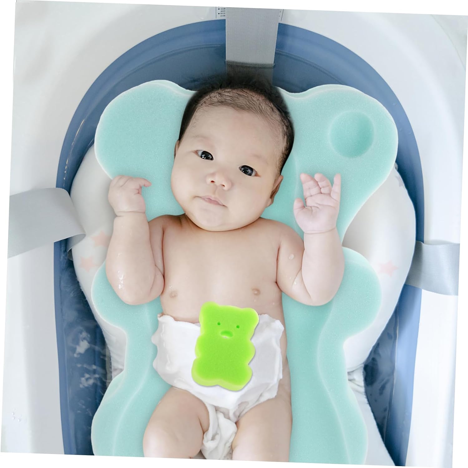 Bath Mat for Sink with High Absorbency Soft Sponge Cushion Supportive Newborn Bath Seat Quick Drying Safety and Comfort Random Color
