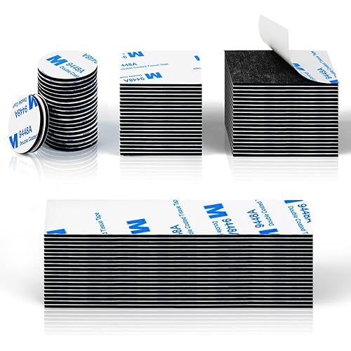 Weenkilly 80 Pack Double Sided Foam Tape- Black Waterproof Self Adhesive Pads for Photo Album Home Décor & DIY Art Crafts Supplies - Strong Pad Mounting Adhesive (Rectangle+ Square + Round)