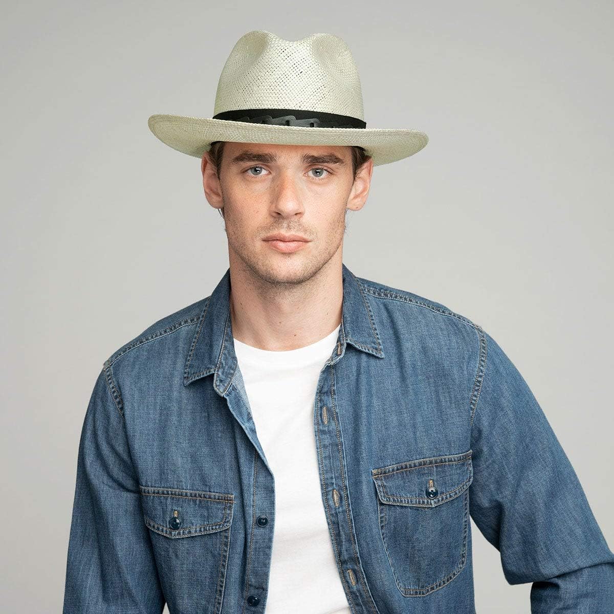 Bailey 1922 Cappello Di Paglia Bicolore Estate – Unisex Con Nastro Grosgrain, Falda 5 Cm, Taglia S (54-55 Cm) Natura - 2