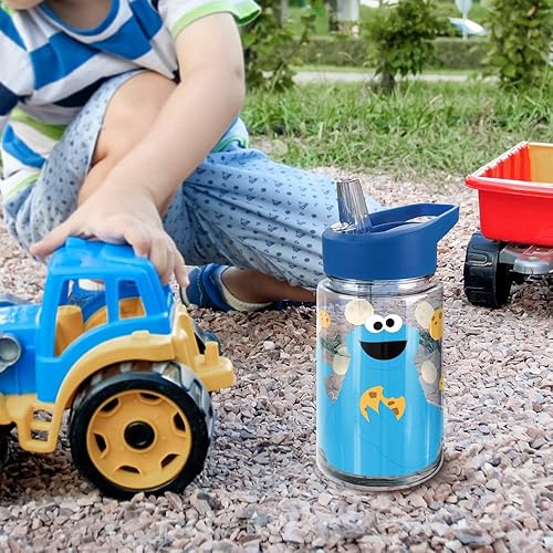 Miniatura 5 de LOGOVISION Sesame Street - Botella de agua de plástico Tritan para niños con tapa con popote y asa, vaso reutilizable para niños pequeños, unisex,