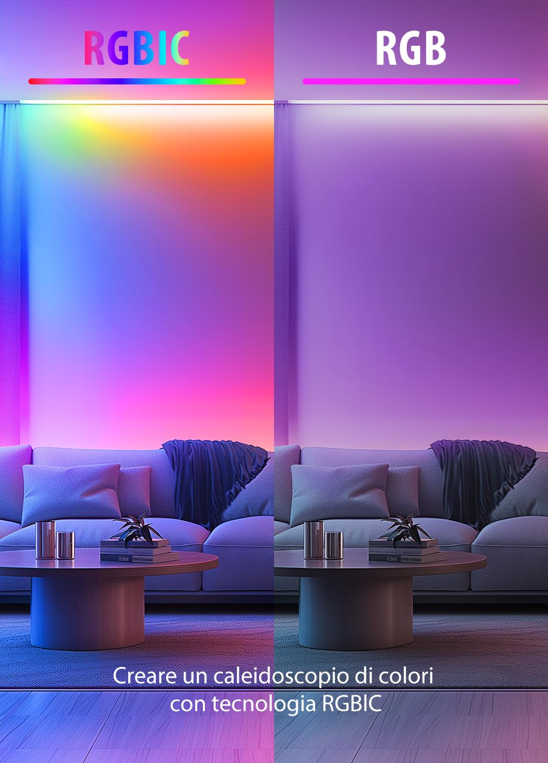 BEAEET Striscia LED 5 Metri,Strisce LED RGB+IC con APP Bluetooth e Telecomando,Strisce led Sincronizzazione Musicale,la Adatto per Interni,Feste e per Natale