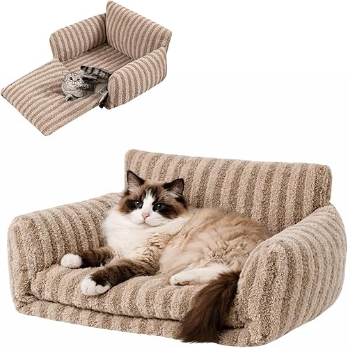Miniatura 21 de Hollypet Cama para gatos, mullida, multifuncional, de doble capa, suave para mascotas, sofá ortopédico para gatos y perros pequeños, color rosa (21