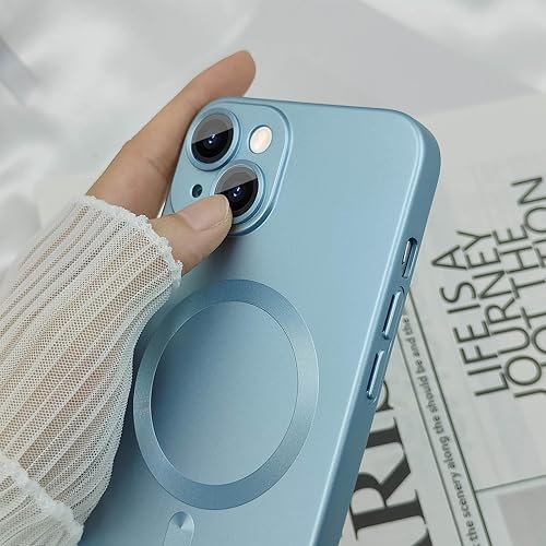 Miniatura 5 de Funda magnética para iPhone 13 Mini para mujer, diseño de brillo metálico suave mate con protector de lente de cámara, compatible con Magsafe funda