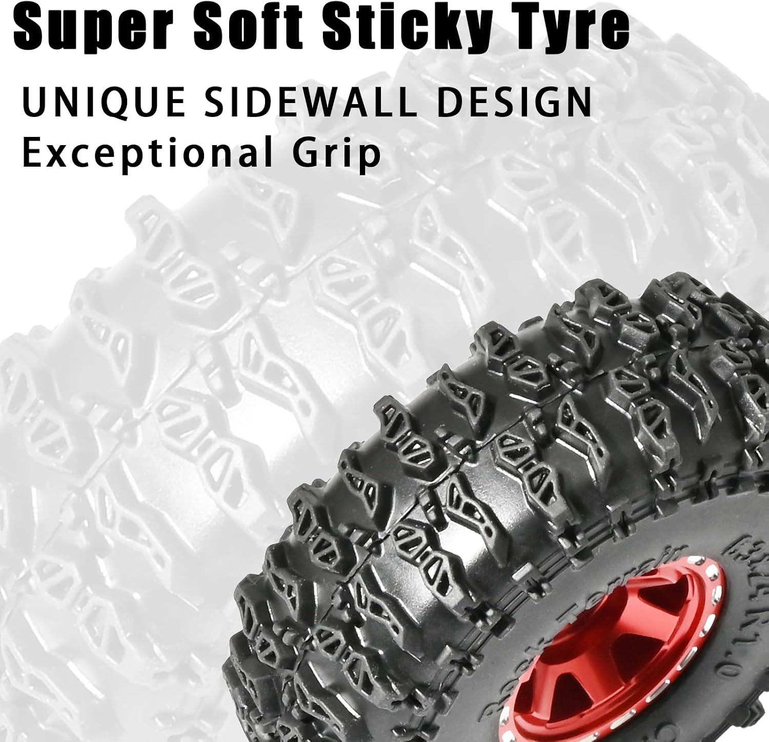 1.0 Beadlock Wheel Soft Tire Set RC Upgrade Part for Traxxas 1/18 TRX4M 1/24 RC Crawlers car Axial SCX24 FMS FCX24 Gladiator Bronco C10 JLU Deadbolt B17 Upgrade.(4Pcs/Set)