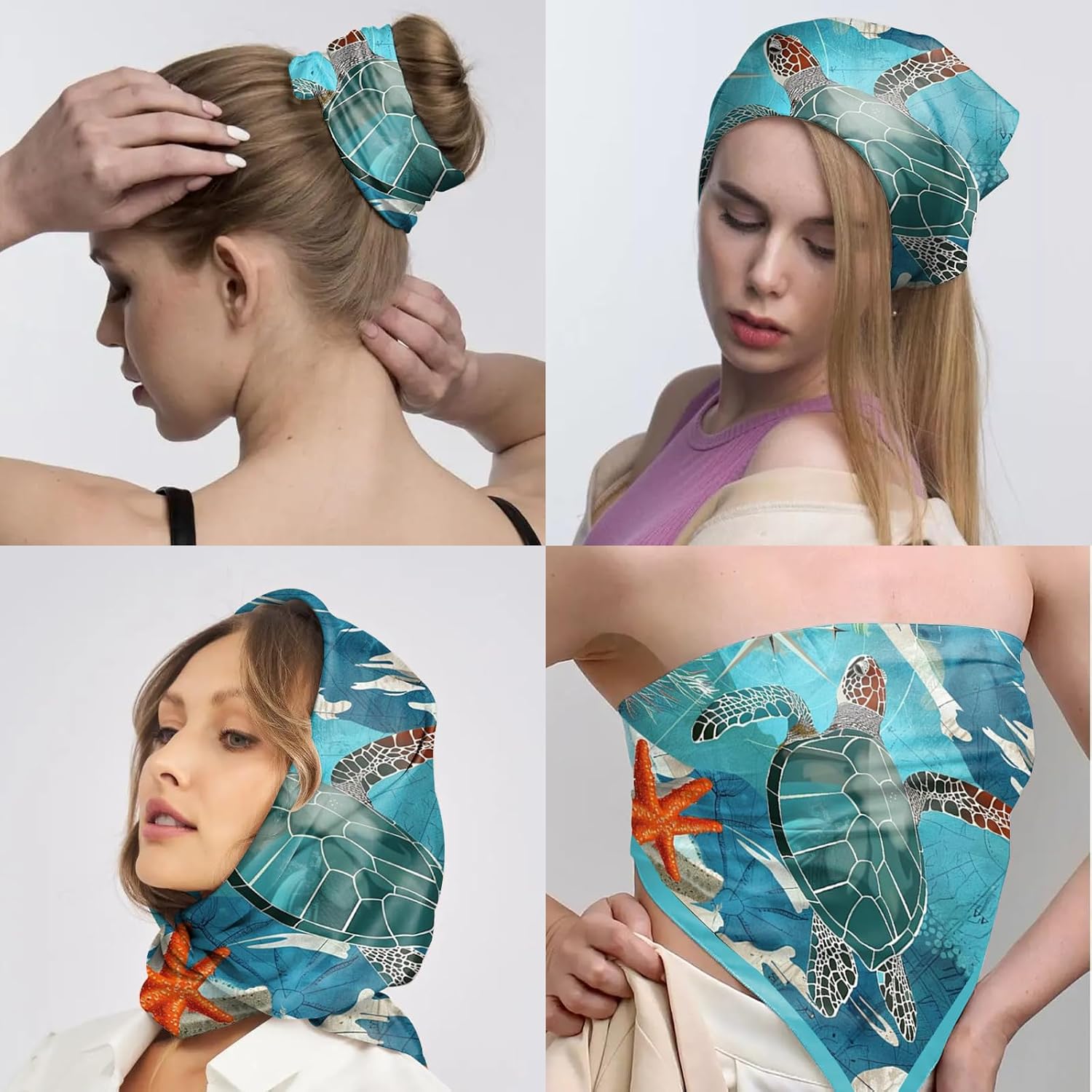 Scarf Silk Feeling Square Satin Head Hair Wrap 27.5 Inches Trendy Aesthetic Cute Decoration for Women Girls image 5