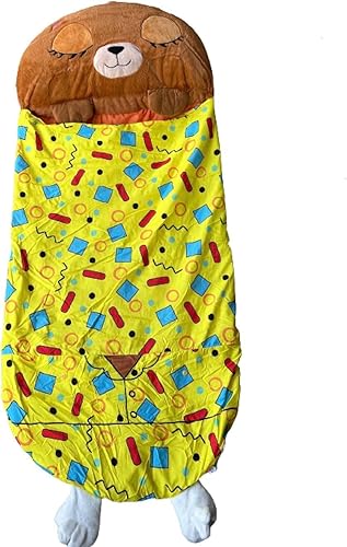 Happy Nappers Pillow & Sleepy Saco, cómodo, acogedor, compacto, súper suave, cálido, para todas las estaciones, saco de dormir con almohada, oso