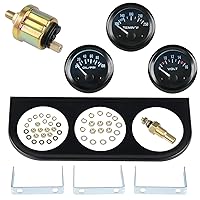 Vista 7 de Kit de medidor triple WATERWICH 2 pulgadas 52mm, medidor de temperatura del agua + medidor de presión de aceite + voltímetro 3 en 1, medidor