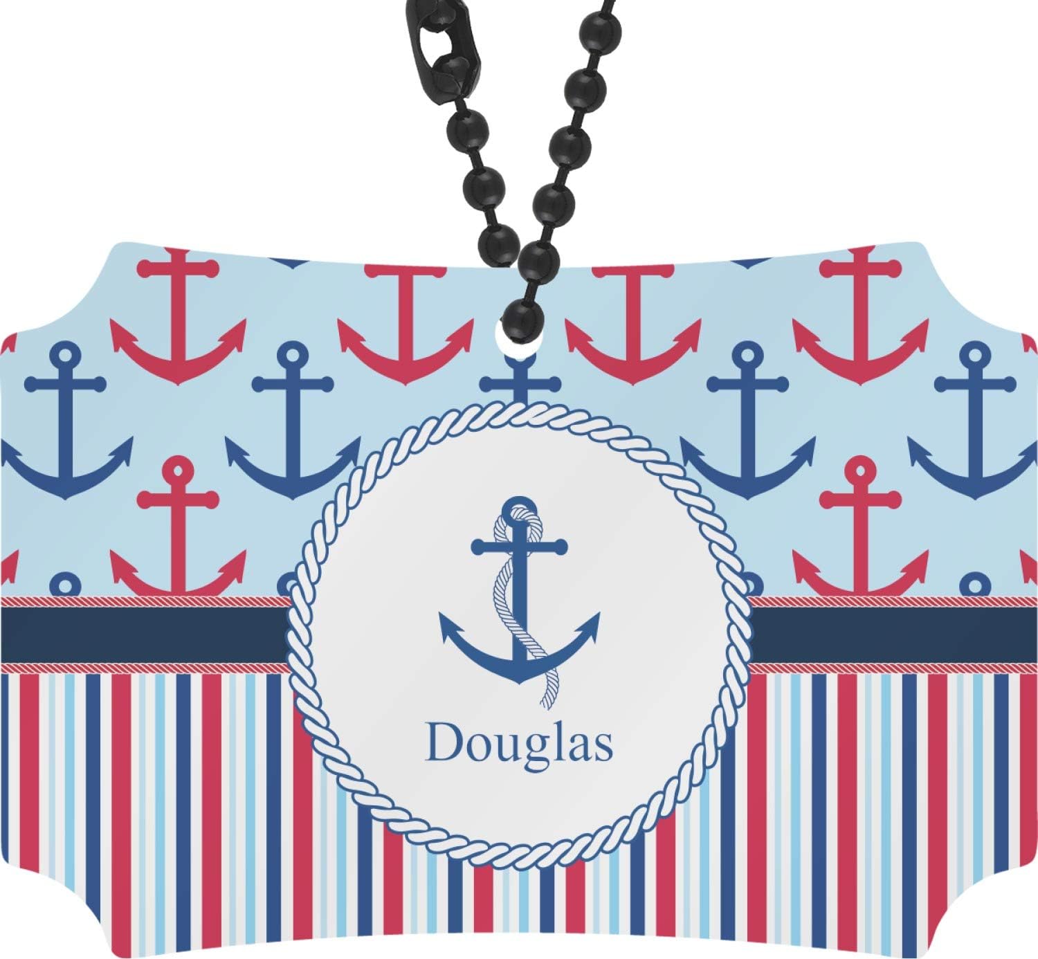 YouCustomizeIt Personalized Anchors & Stripes Rear View Mirror Ornament