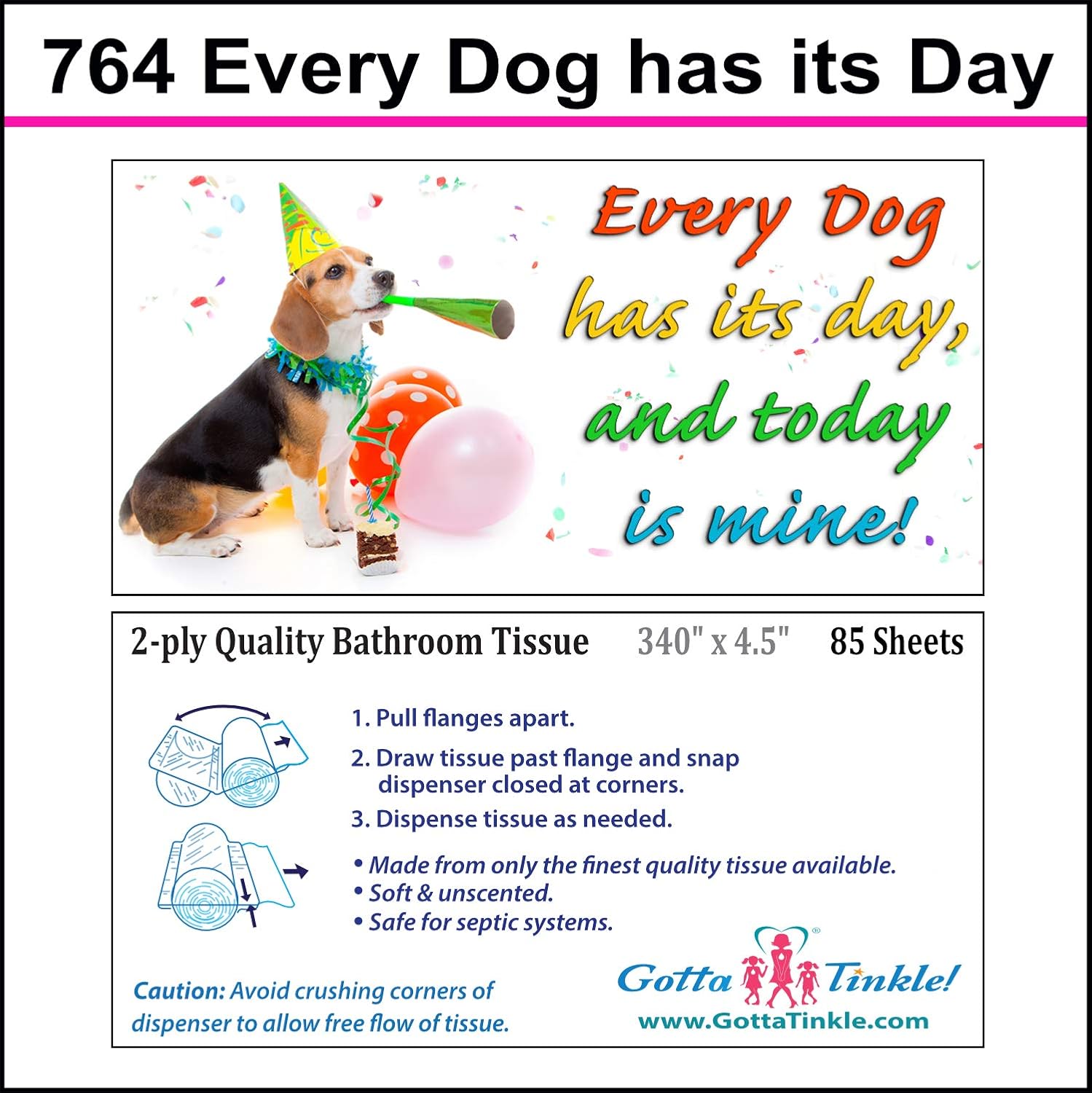 Happy Birthday Mini Toilet Paper Rolls | Great Gag Gift | Cute Party Favor | Useful Gift Idea | Birthdays & Treats (3-Pack) (764 Party Dog)