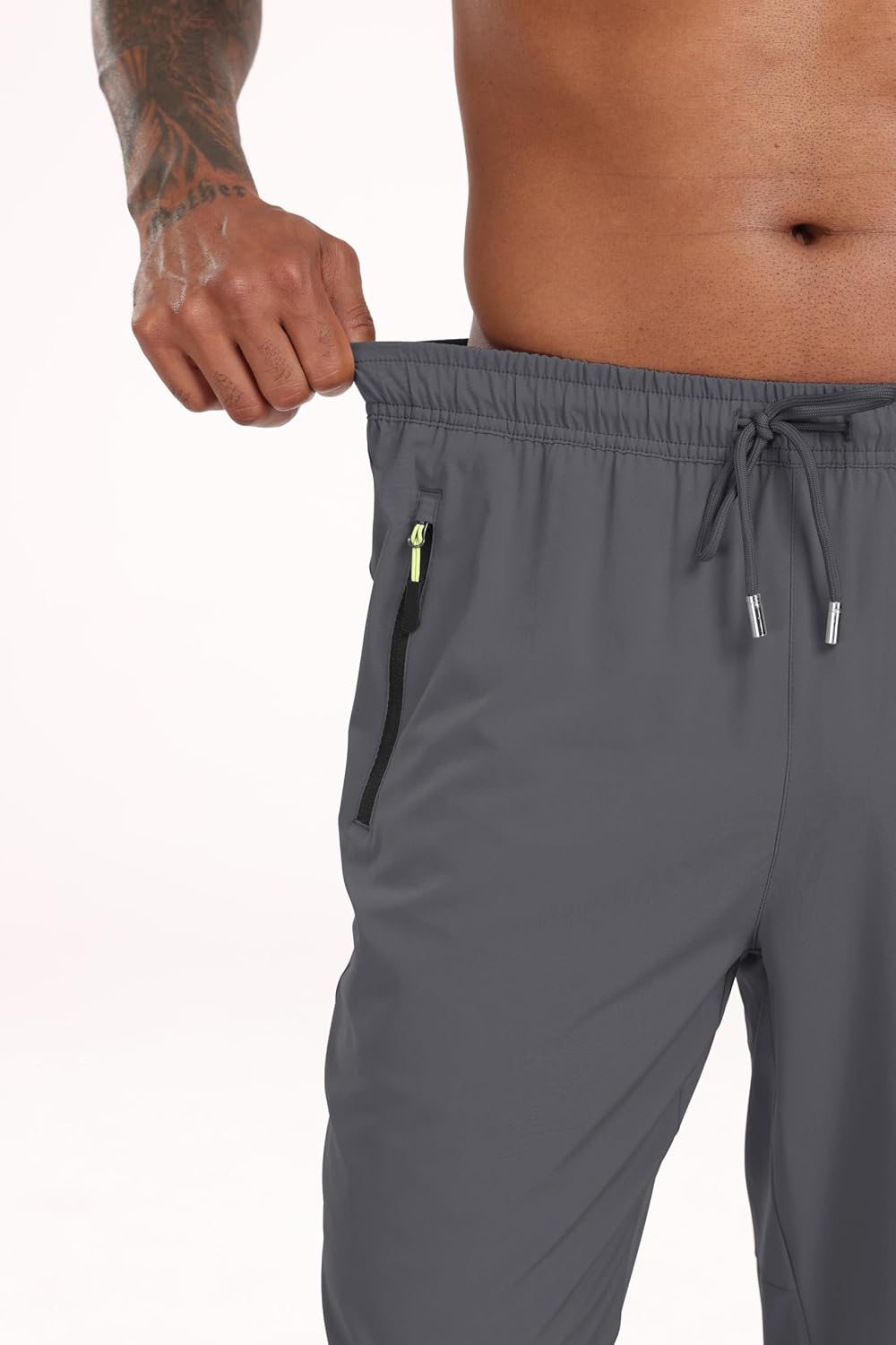 Calça de corrida masculina leve com costura interna de 81 cm com 3 bolsos com zíper, secagem rápida, para treino, corrida, academia, atlética Calça de corrida masculina leve com costura interna de 81 cm com 3 bolsos com zíper, secagem rápida, para treino, corrida, academia, atlética