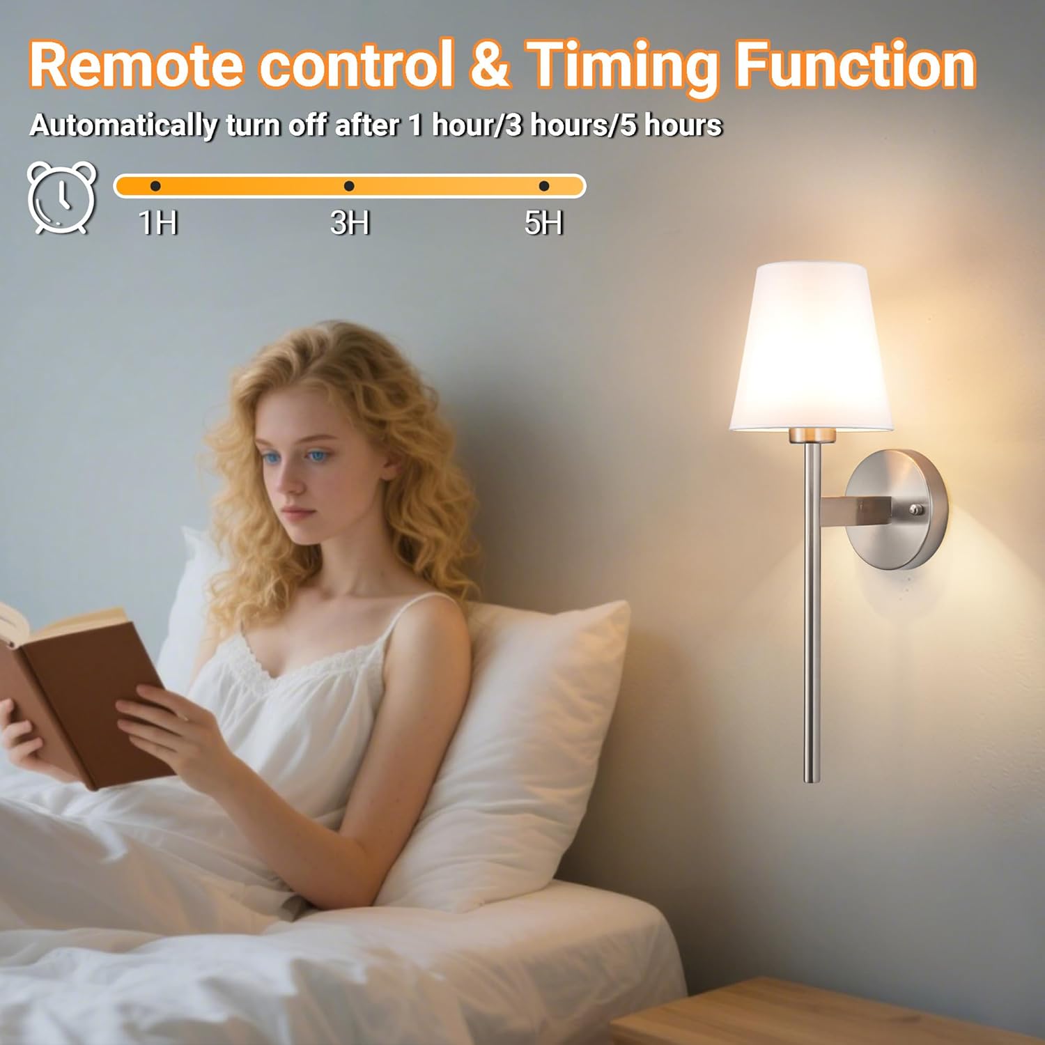 battery operated wall sconces set of 2, wireless battery wall light with 10000mah rgb rechargeable magnetic bulb, rechargeable wall sconce with remote control for bedroom, no electrician required nickel-21inch