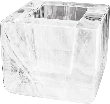 Kosta Boda Brick Votive, Tealight Candle Holder, Made from Crystal - Cube Brick Shape, Contemporary Art, Shelf Decoration & Table Centerpiece, 3" x 3.4" - White