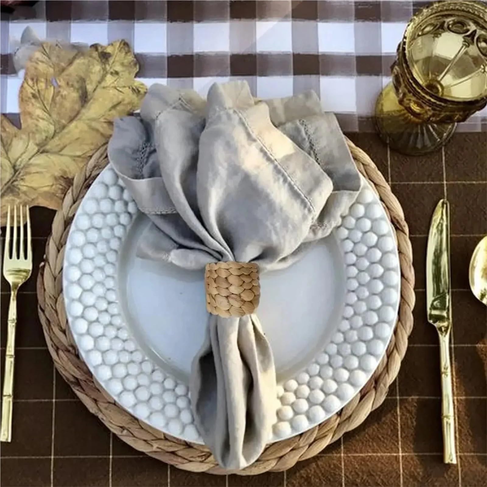 Lot de 30 ronds de serviette tissés à la main - Décorations de table