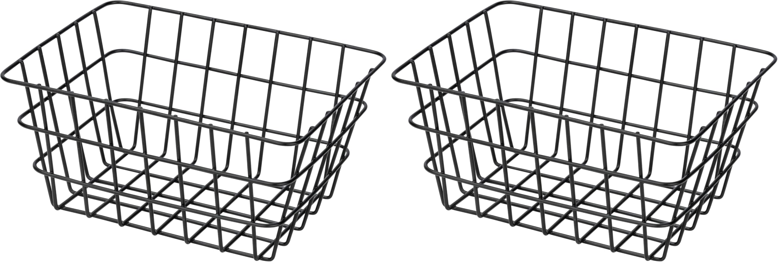 Wenko Cestino Soria nero opaco - Cesto portaoggetti trendy per il bagno, la toilette per gli ospiti e tutta la casa, Metallo, 18 x 25 x 12 cm, Nero (Confezione da 2)