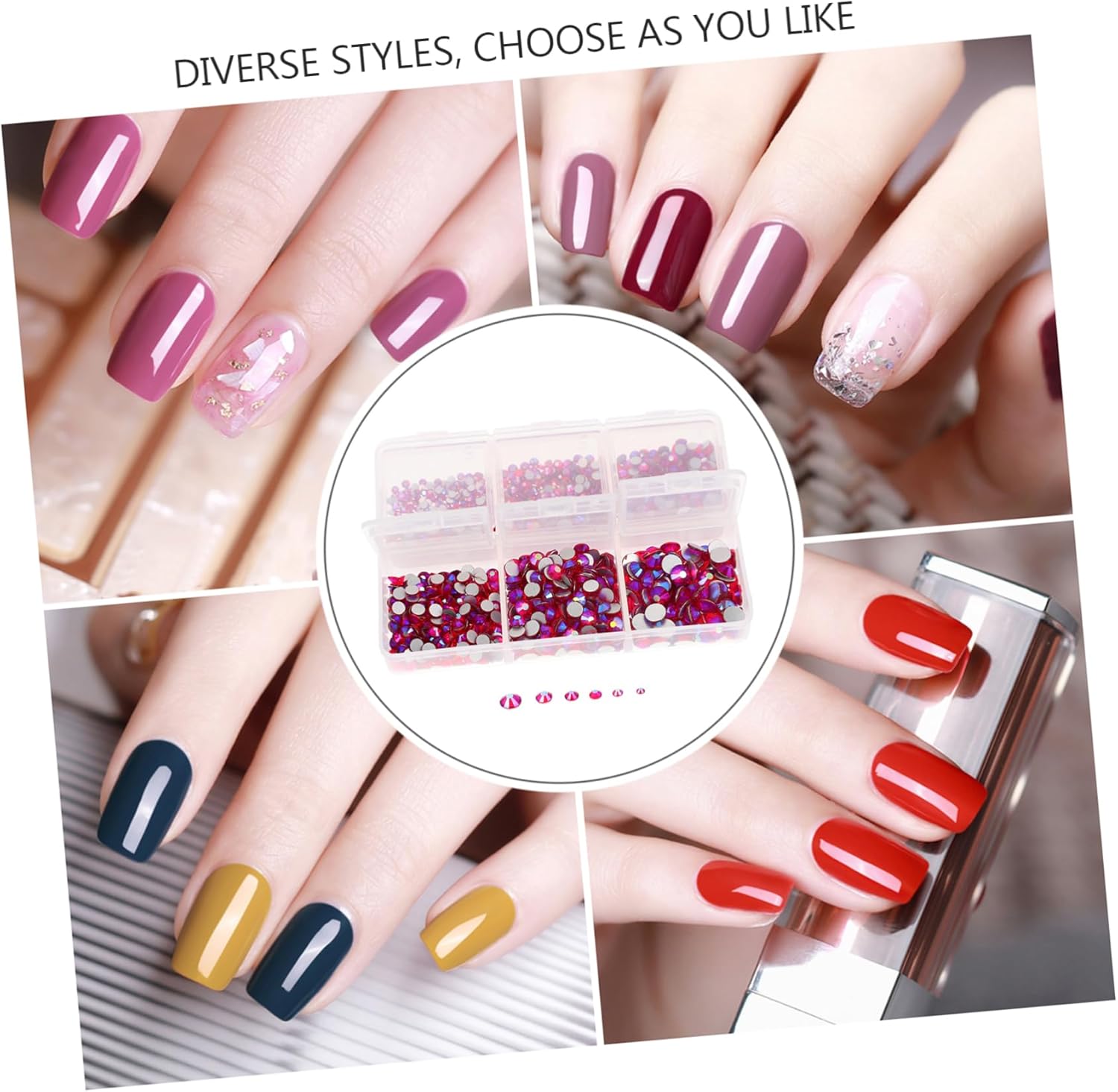 NOLITOY Flatback Rhinestones for Nail Art Compartment DIY Crafting Accessories Sparkling Manicure Charms Ab for Nail Decoration and Creative Designs