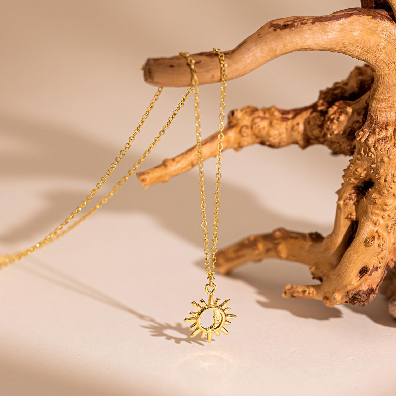 Dainty Gold Necklace: 14k Gold Plated Dianty Boots Bow Sun Moon Horse Evil Eye Conch Seahorse Necklace for Women 16.5"+2" - Image 5