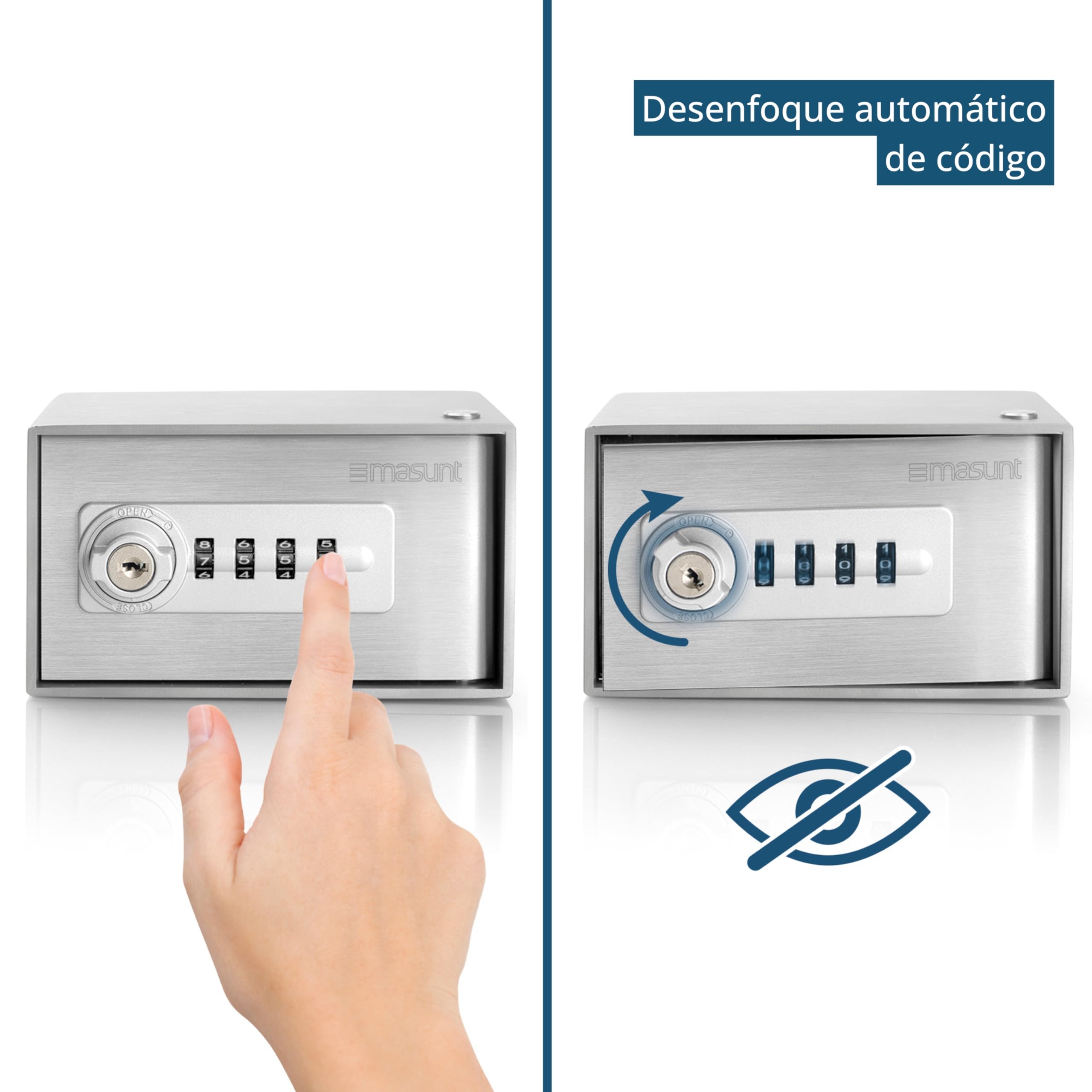 masunt Depósito de llaves 520 M Code | Caja fuerte para llaves con cerradura de combinación | a prueba de rotura | de sólido acero inoxidable V2A | apta para uso en exteriores Plata