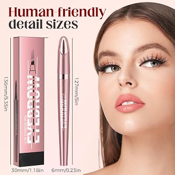 Microblading Eyebrow Pen, 2026 New 4-Tip 3D Eyebrow Pencil, Waterproof Long-Lasting Fine Stroke Contouring Pen, Premium Natural Brow Makeup for All-Day Wear (Dark Coffee)
