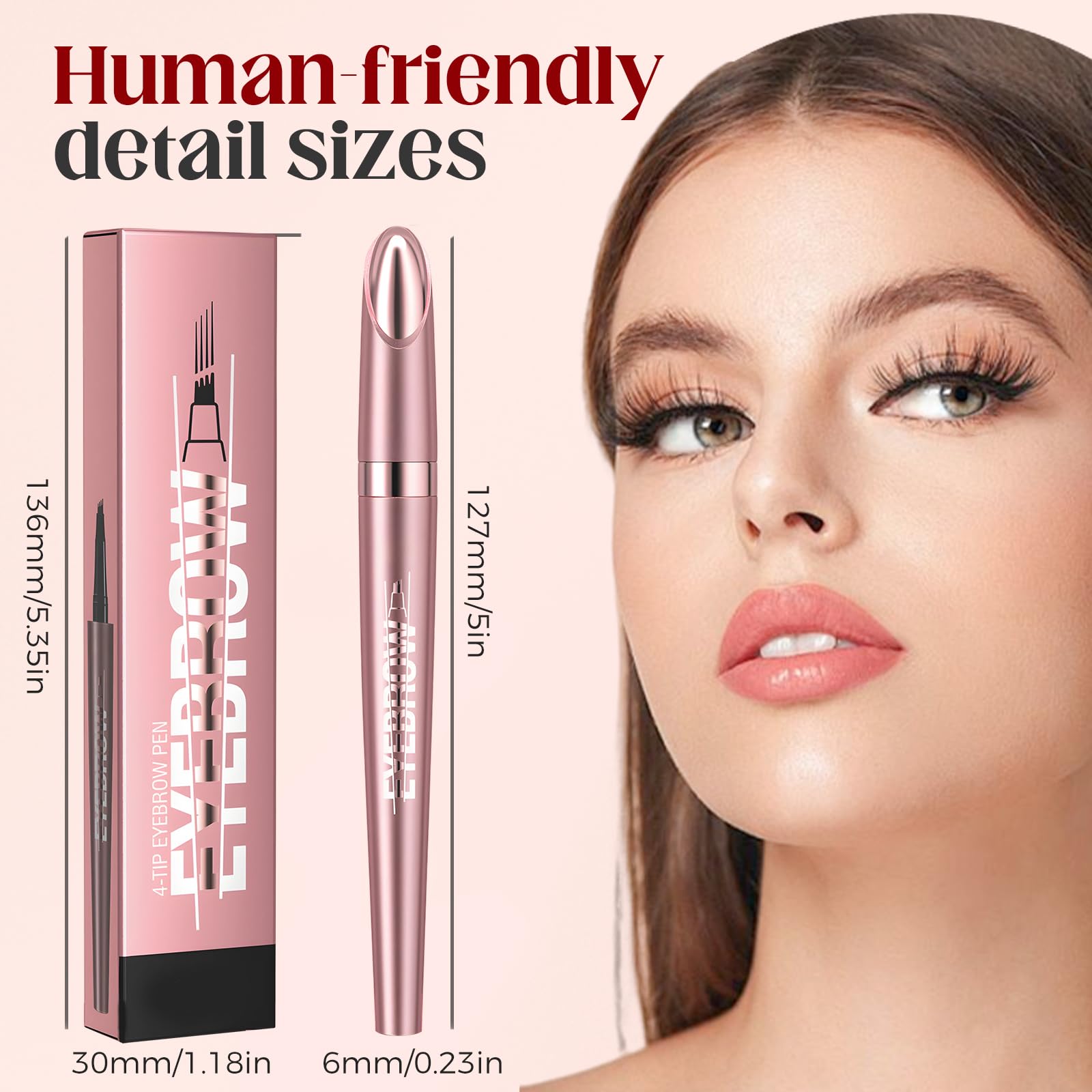 Microblading Eyebrow Pen, 2026 New 4-Tip 3D Eyebrow Pencil, Waterproof Long-Lasting Fine Stroke Contouring Pen, Premium Natural Brow Makeup for All-Day Wear (Light Coffee) — view 6