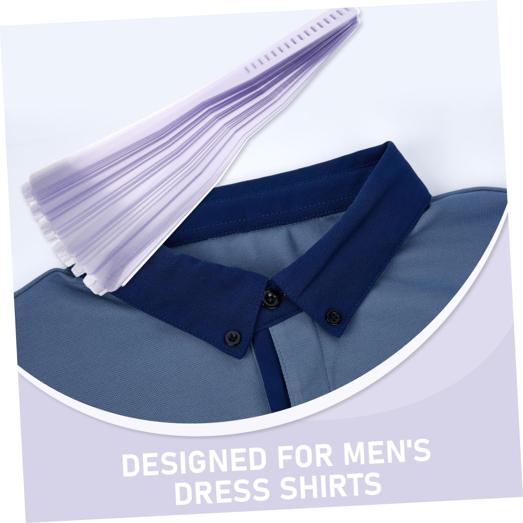 Soportes de Cuello para Camisa de Vestir Hombre 100piezas Plástico Azul | Refuerzo para Prendas Cuello, Uso Versátil en Atuendos de Trabajo Ocasión, Ajuste Cómodo
