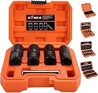 Vista 1 de XEWEA Juego de extractor de tuercas de perno, 5 piezas de 1/2 unidad de rueda rota de extracción de tuercas de llanta y extracción de tuercas