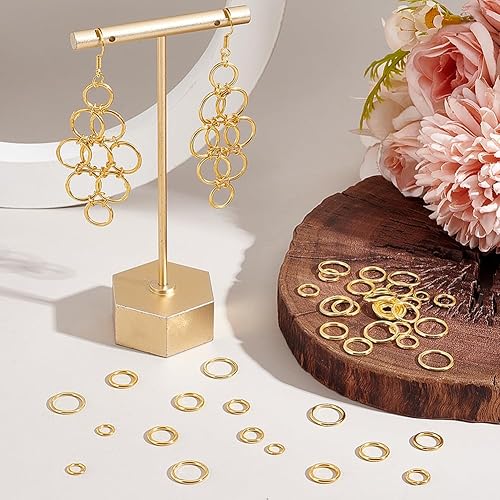 Miniatura 5 de PH PandaHall 360 anillos de salto cerrados de 4 tamaños, 6/8/10/0.472 in, anillos de latón soldados, calibre 16 ~ 18, anillos redondos dorados,