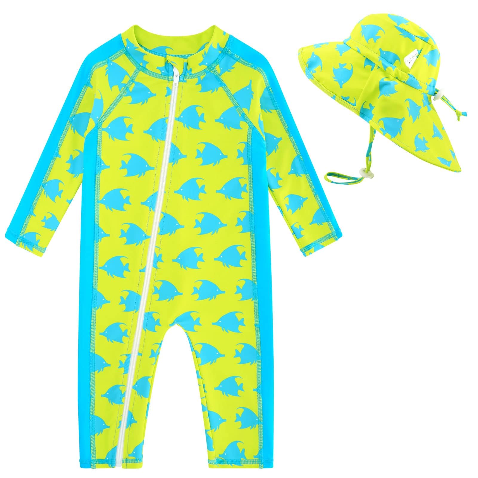 UNIFACO Baby Boy Girl Swimsuit Infant One Piece Bathing Suit with Sun Hat
