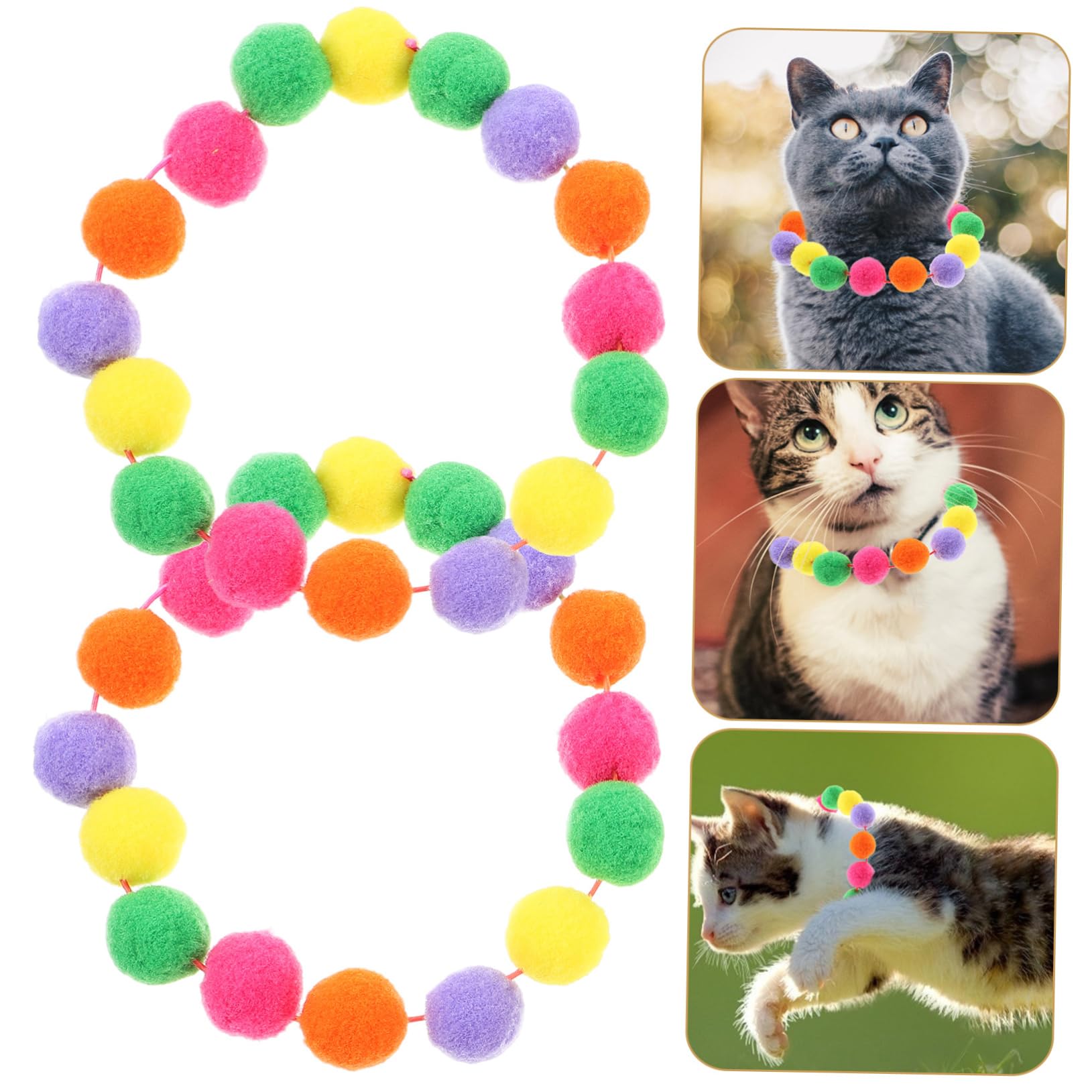 POPETPOP 10 STK Haustierhalsband Katze hundehalsband tragbares Hundehalsband Tragbares Kätzchenhalsband Bunte Haustierhalsbänder einstellbar Plüschkugel Weihnachtskatze schmücken Haarball