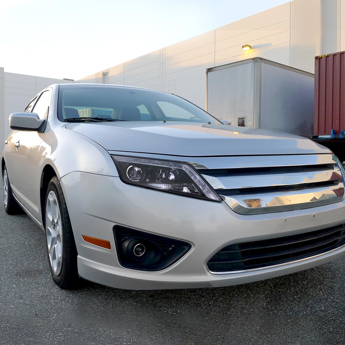 Spec-D Tuning Smoke Lens LED Glossy Black Housing Projector Headlights Head Lamps Compatible with 2010-2012 Ford Fusion Left + Right Pair Headlamps Assembly