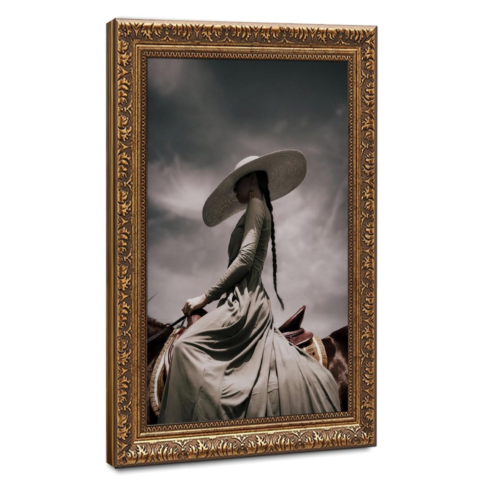 Bareronor Victorian Lady Horse Canvas Poster Bedroom Decor Landscape Office Room Decor Gift 24" L X 36" W