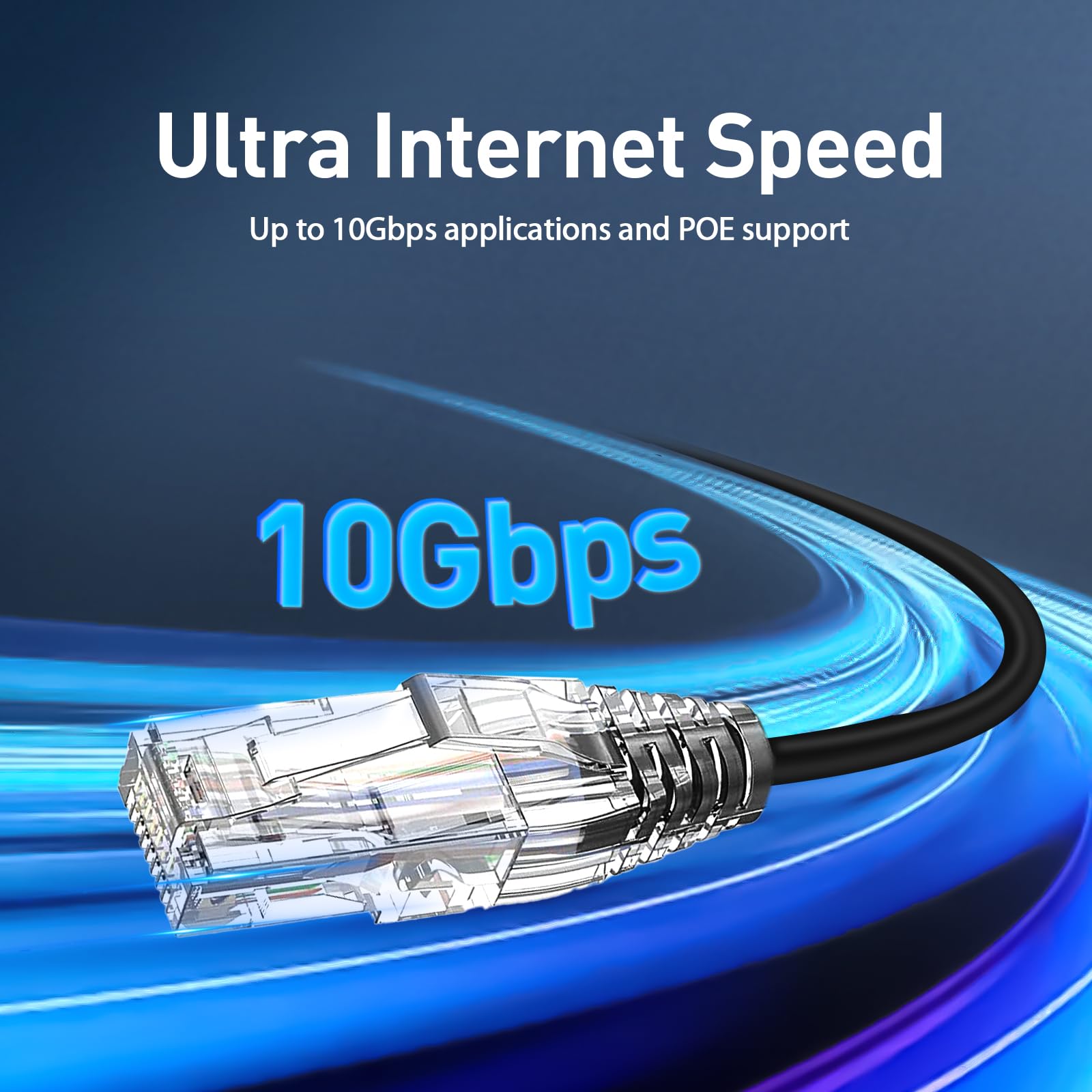 Lot de 24 câbles de raccordement Ethernet Cat6a Slim Cat6 10 Gbps 550 MHz, RJ45, connecteurs plaqués or, Internet pour PC, TV, tablette, routeur, imprimante, serveurs, centre de données