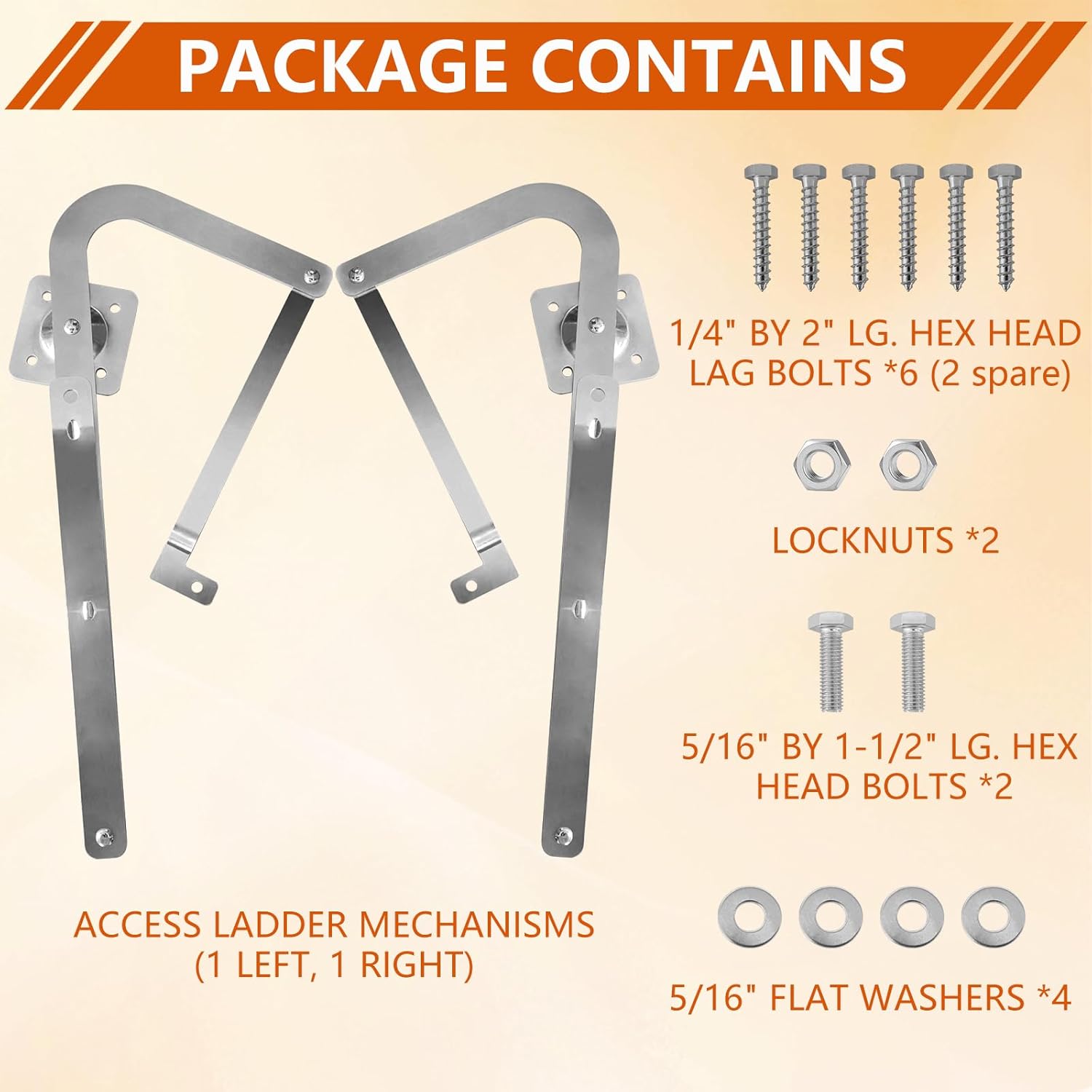 55-2 Attic Ladder Hinge Arms, Compatible with Werner Mk5, WU2210, W2208, W2210, Heavy Duty Thick Galvanized Material Suitable for Werner Attic Ladders Manufactured After 2010 (55-2)