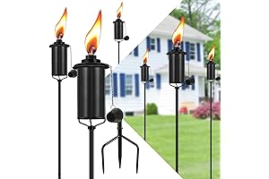 6-Piece Tiki Torch Set for Outdoor Ambiance and Mosquito Repellent