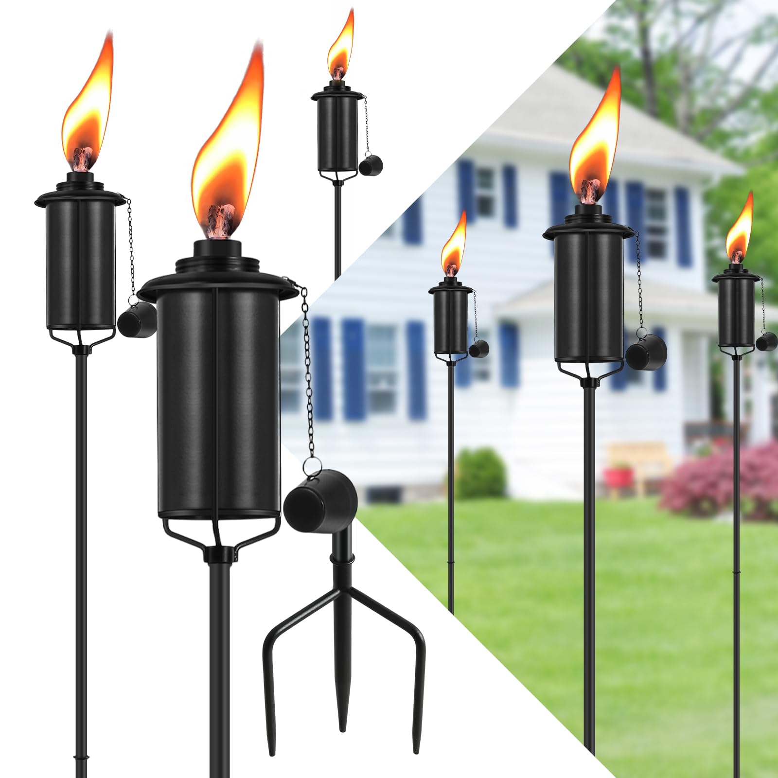 Iron Outdoor Candle Torches Iron Cone Garden Oil Torch On Pole At