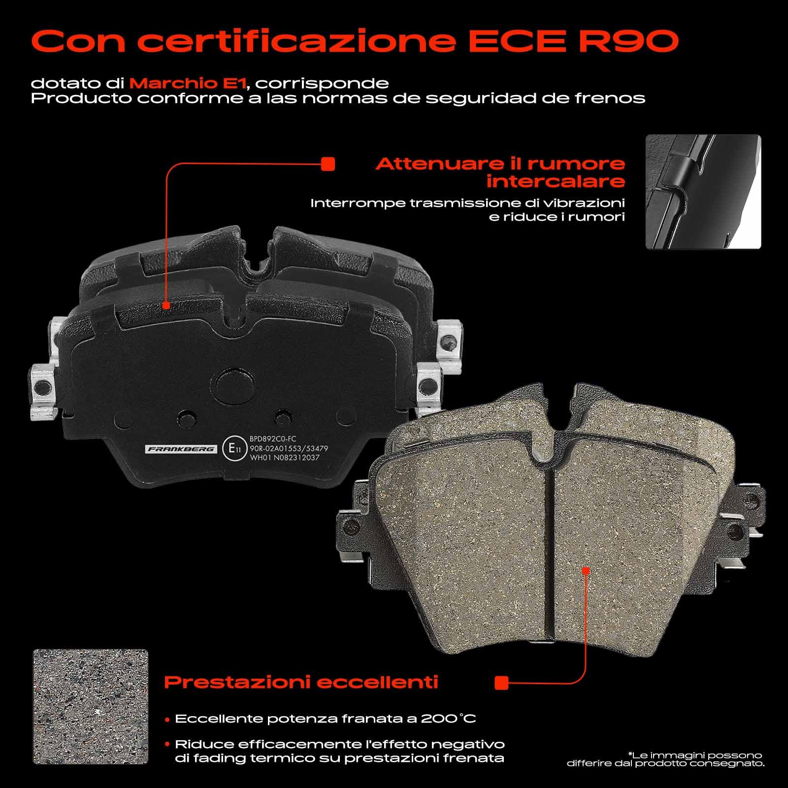 Frankberg Set freni incl. 2x Dischi Freno + 4x Pastiglie dei Freni Anteriore Compatibile con Serie 1 F40 2 Gran Tourer F46 M.i.n.i Countryman F60 X2 F39 Replace# 34116799351