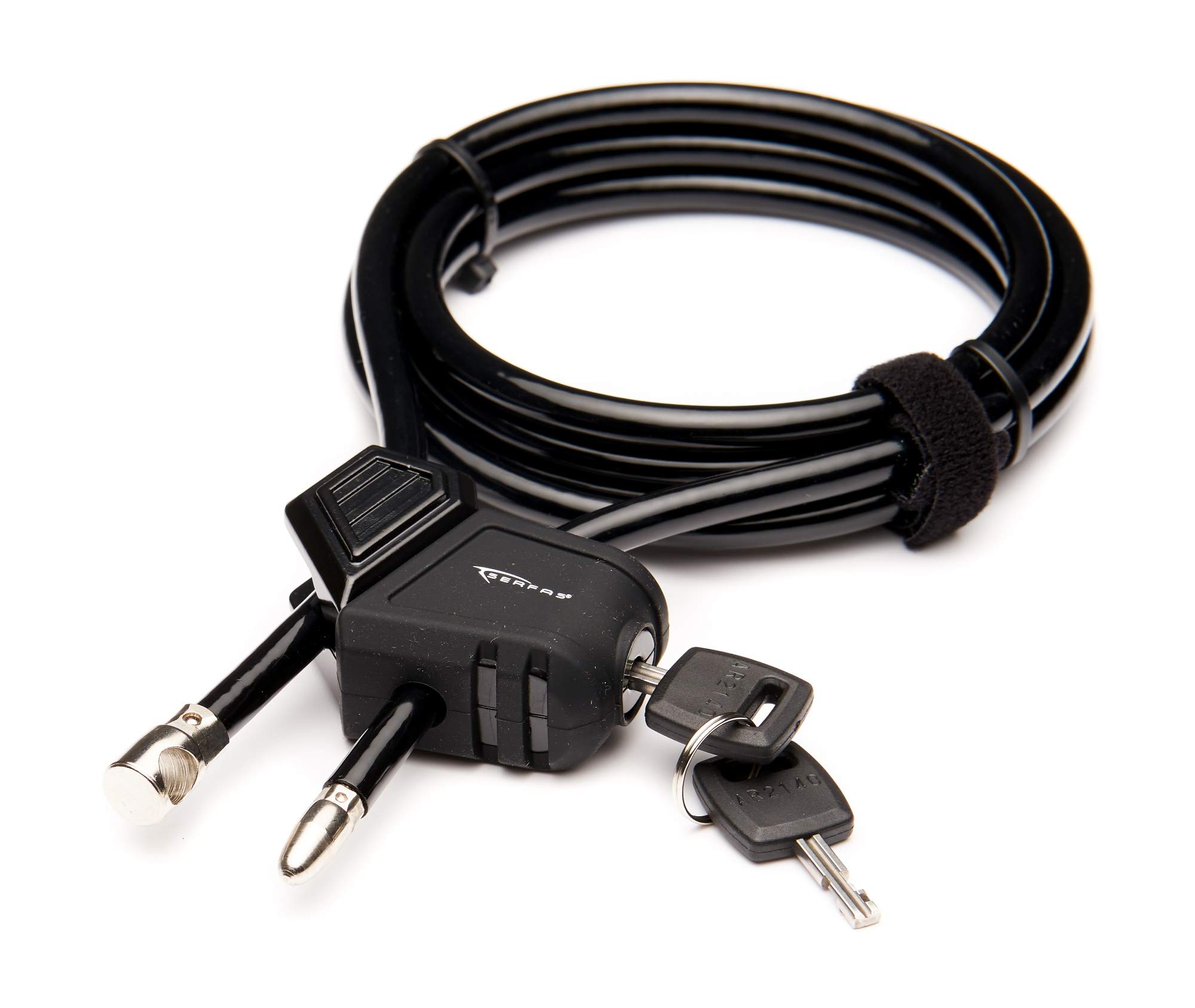 EyezOff Adjustable Cable Lock, Double-Loop Function, 2 Keys, 8mm x 2000mm Cable