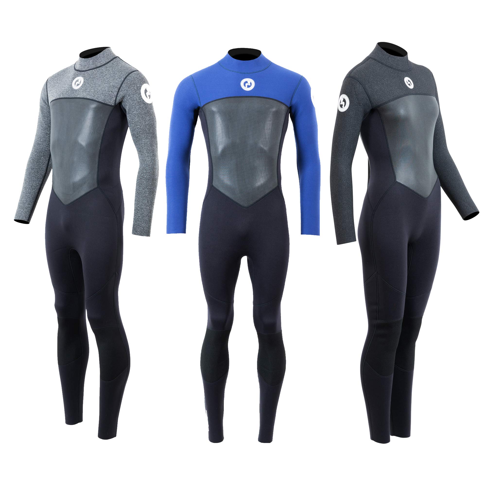 Mens & Womens Thunderclap Pro Full Length Summer & Winter Neoprene Wetsuit for Surfing/Swimming/Watersports - 3/2mm 4/3mm 5/4mm (Mens 3/2mm Delta Grey/Black, XL)