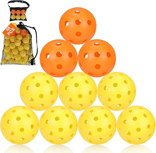Fostoy Bolas de pickleball, paquete de 1648100 bolas de pickleball con bolsa de malla, cumple con los requisitos de USAPA, pelotas de pepinillo al