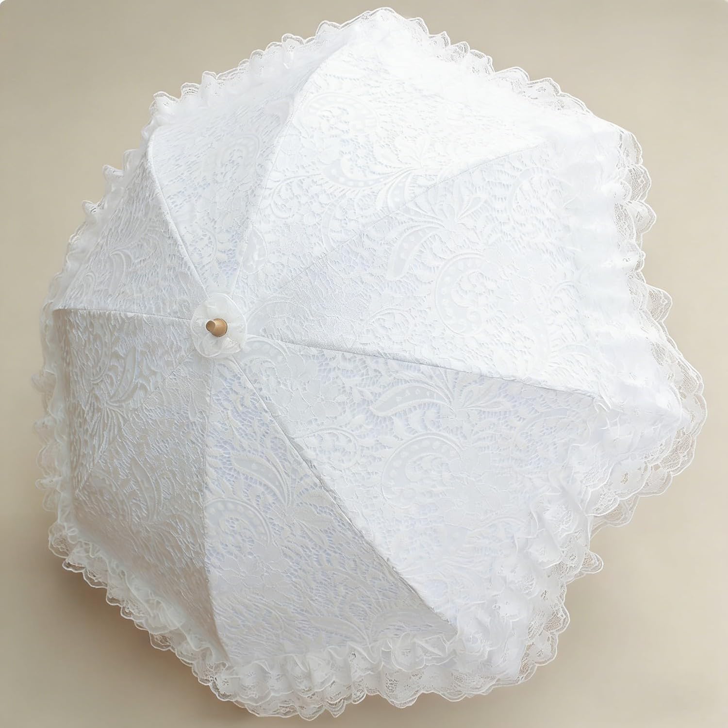 Honeystore Vintage Sun Umbrella 2 Folding Bridal Wedding Lace Parasol Decoration White