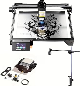 RAY5-20W-US Laser Engraving Machine, Together with 500mm19.69inch Honeycomb Panel and Taller Foot, 3.5" Color Touch Screen, DIY Engraver Tool for Metal/Glass/Wood RAY5-20W+AIR-KIT-RAY5+CAM-Kit