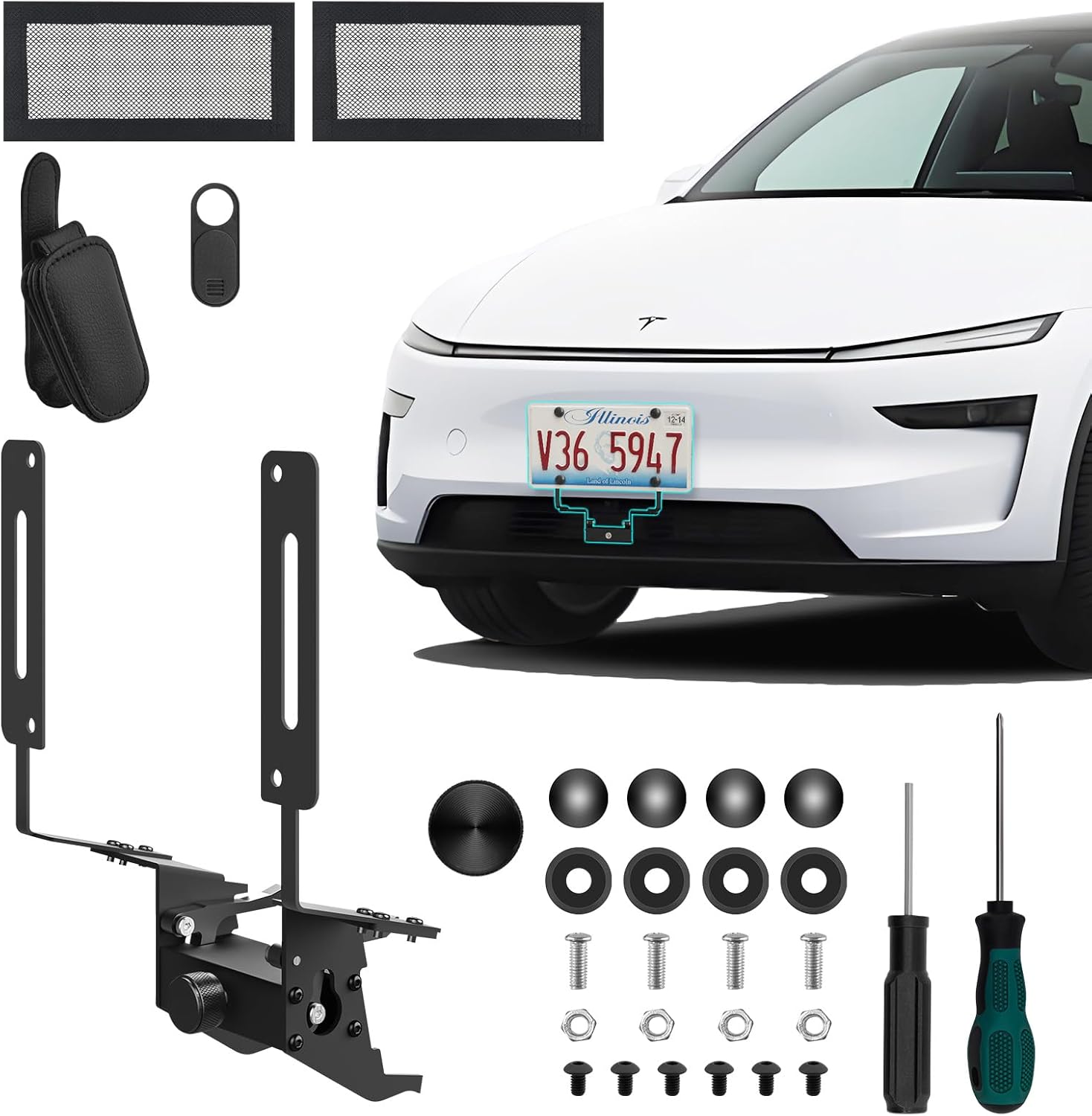 2026 2025 Tesla Model Y Front License Plate Holder(No Drill, Custom Lock) License Plate Frame for 2025 Tesla Model Y