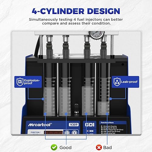 Miniatura 6 de MR CARTOOL Inyector de combustible limpiador probador máquina diesel y gasolina, sistema de inyección de combustible V309 prueba ultrasónica kit de