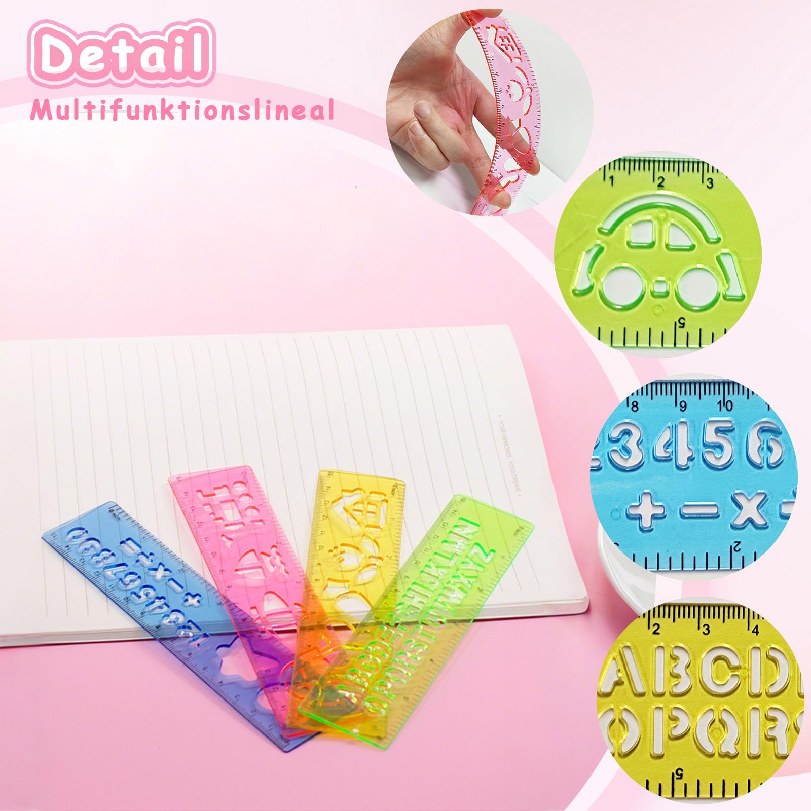 Schablonen-Set Mit Buchstaben & Zahlen – 8-teilig, Wiederverwendbar Aus Weichem PVC (26x17,5 Cm) Für Scrapbooking & Basteln