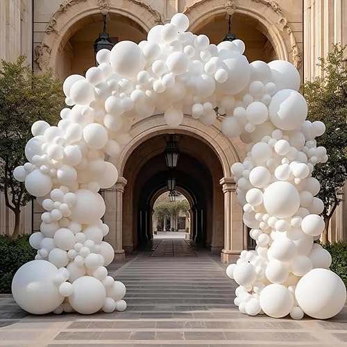 Miniatura 7 de Kit de arco de globos de 140 piezas, globos blancos de diferentes tamaños, paquete de 18, 12, 10, 5 pulgadas, kit de globos para fiesta de