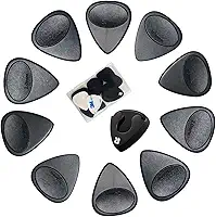 10 palhetas de guitarra antiderrapantes com suporte de palheta, inclui palhetas de espessura média pesada (0,9 1,5 1,8 2,0 2,3 mm), estojo preto para palheta de guitarra com adesivo para guitarras