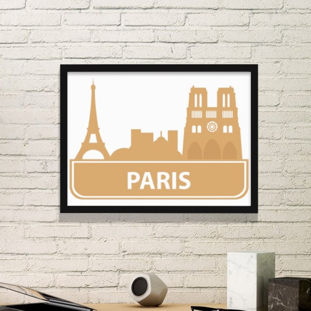 Cadre photo Paris avec impression d'art jaune contrastée et bordure noire fine