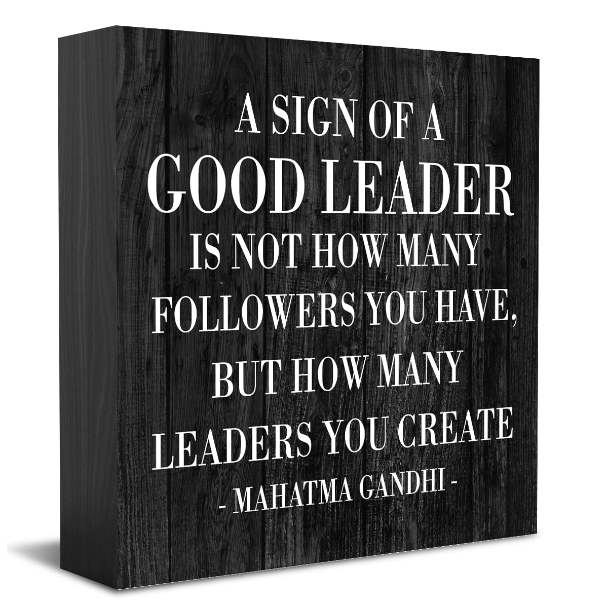 HTBIG A Sign of A Good Leader Desk Decor Sign, Office Decor For Boss Leader Gifts, Rustic Wood Sign for Boss Mentor Home Office Desk Shelf Table Decoration Gift