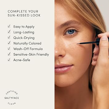 SALTYFACE - Freckle Paint - Natural Freckle Pen - Easy to Apply - Sensitive Skin Friendly - Long Lasting - Naturally Colored - Quick Drying - Wash Off Formula - Vegan Skin Care - 0.03 FL OZ (1 ML)